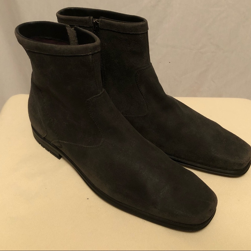 ROCKPORT Dark Gray Leather Suede Zipper Boot